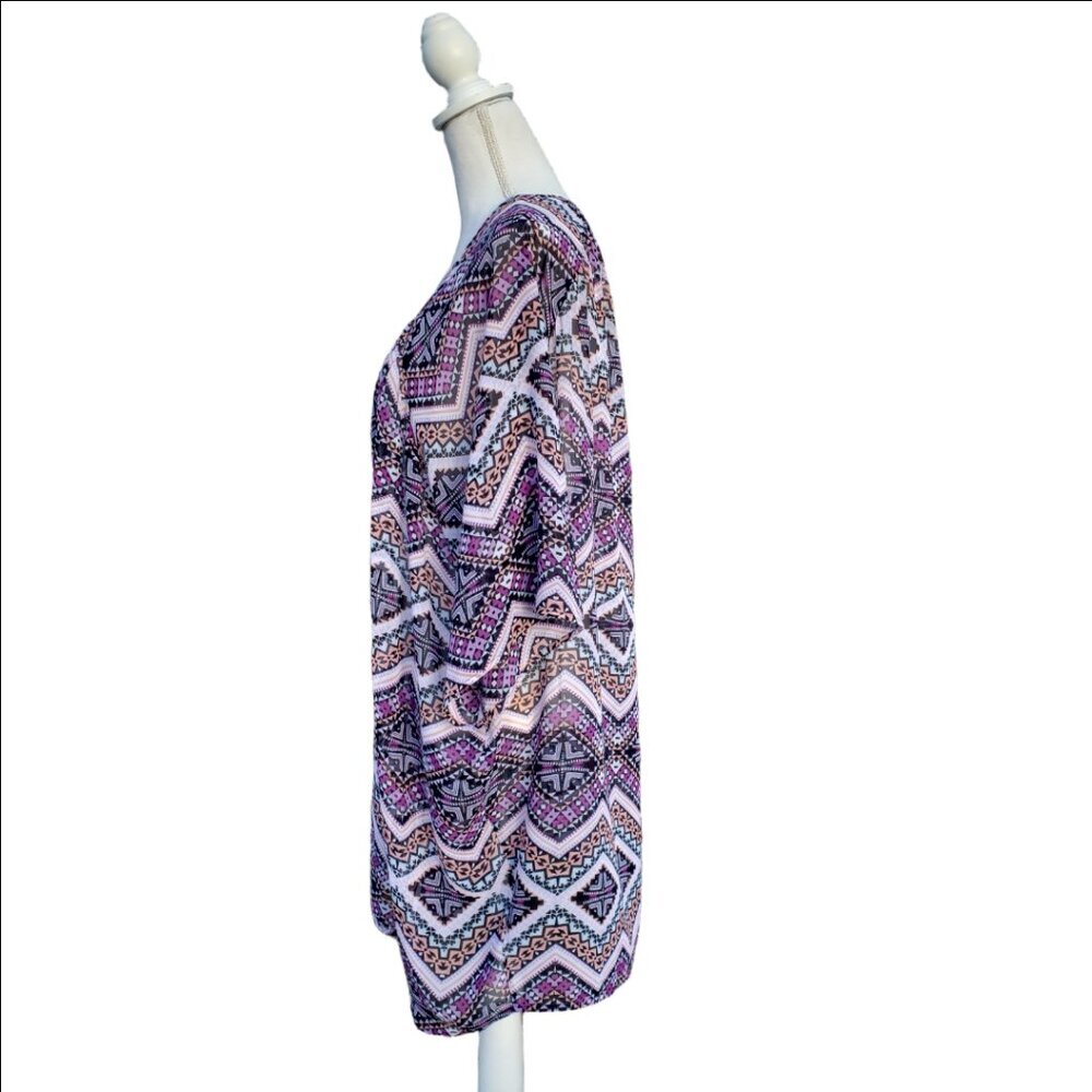 Express Boho Geometric Kimono One Size Open Front Lightweight Cardigan - Picture 4 of 8